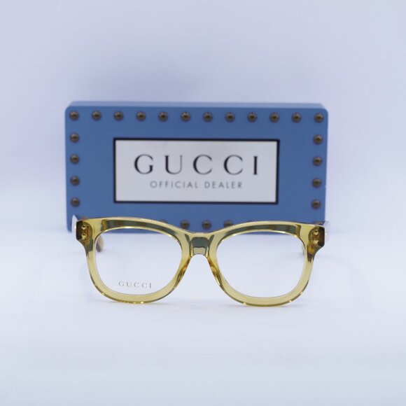Gucci GG1086O 002 Square Eyeglasses – Transparent Yellow 51mm - Picture 2 of 10